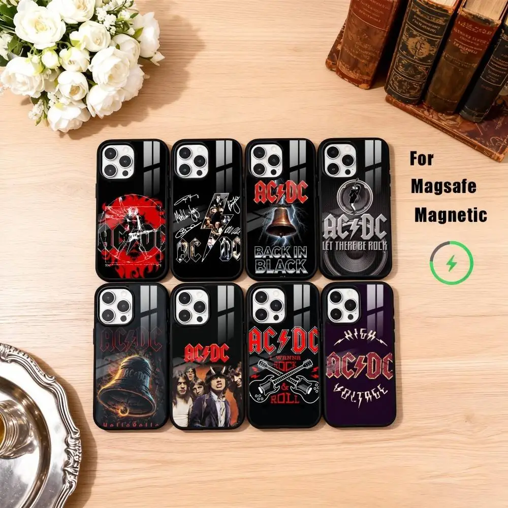 

Rock A-AC D-DC Band Phone Case For iPhone17,16,15,14,13,12,11 Plus,Pro Max Magnetic For Magsafe Wireless Charging