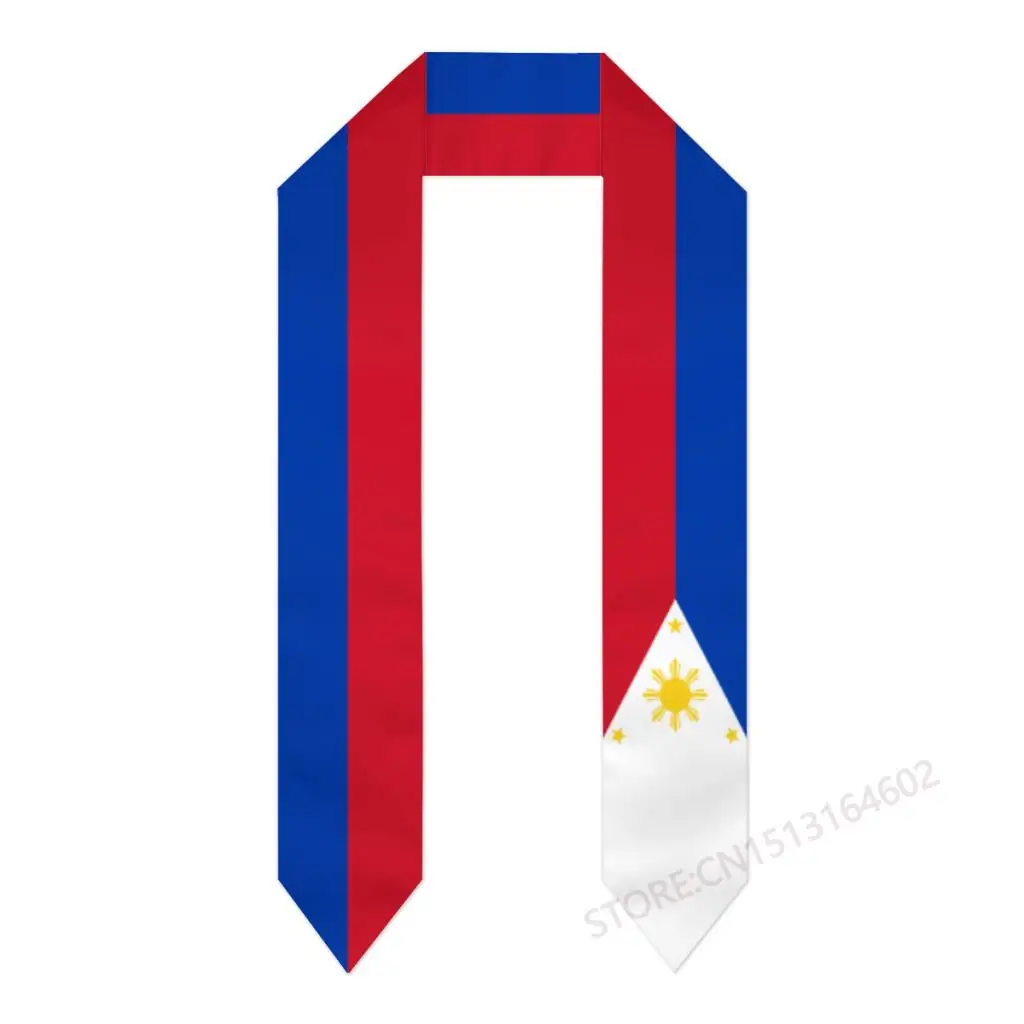 Custom Name Or Logo Philippines Flag Scarf Graduation Stole Sash International Study Abroad Class of 2023 Shawl