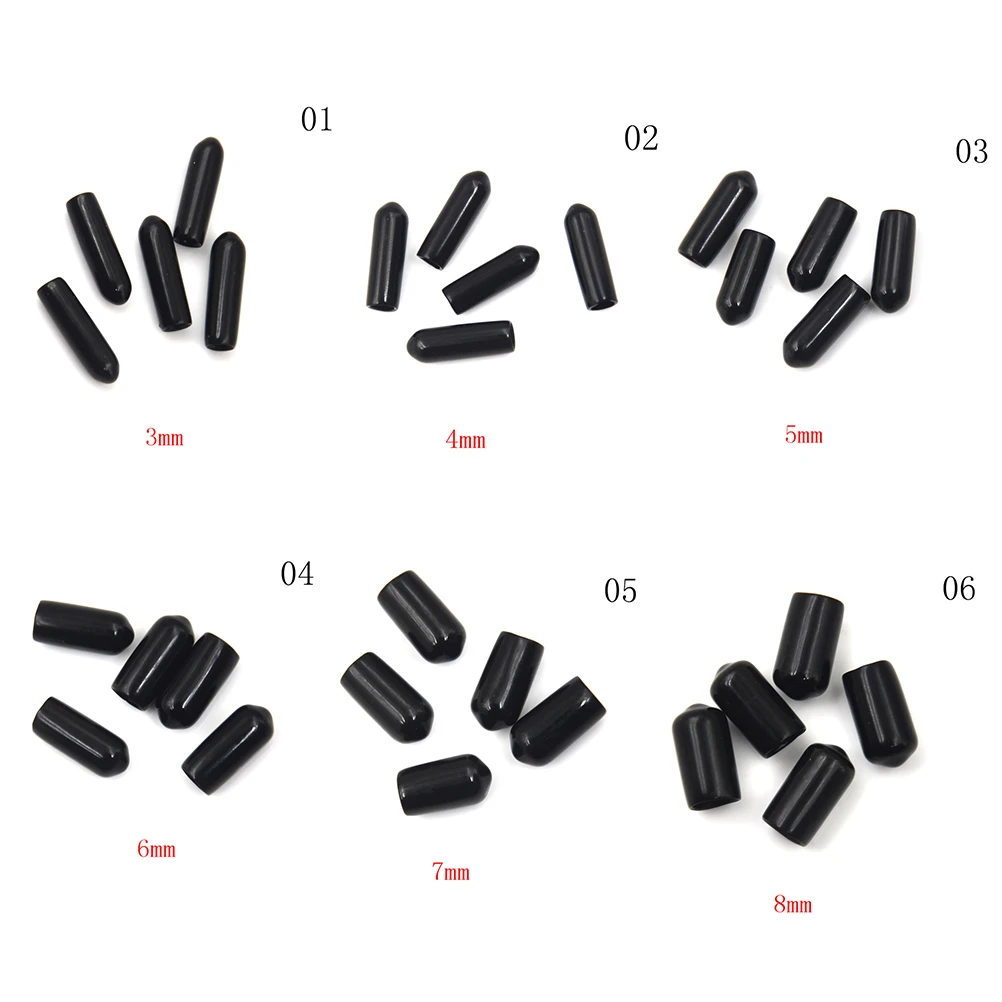 20Pcs Black Eco-Friendly PVC End Cap Thread Waterproof Cover Vinyl Rubber Steel Pole Tube Pipe Protect