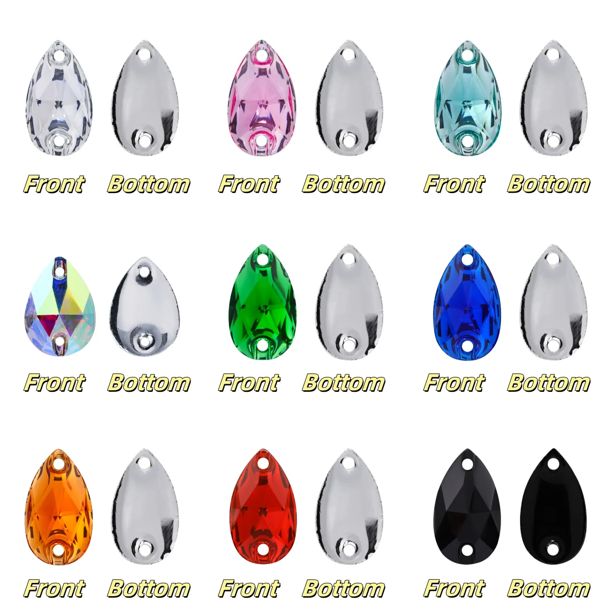 

100Pcs/Bag Waterdrop Shaped Resin Sewing Rhinestones Clothes Decoration High Quality Crystal Stones For Crafts DIY Accessories