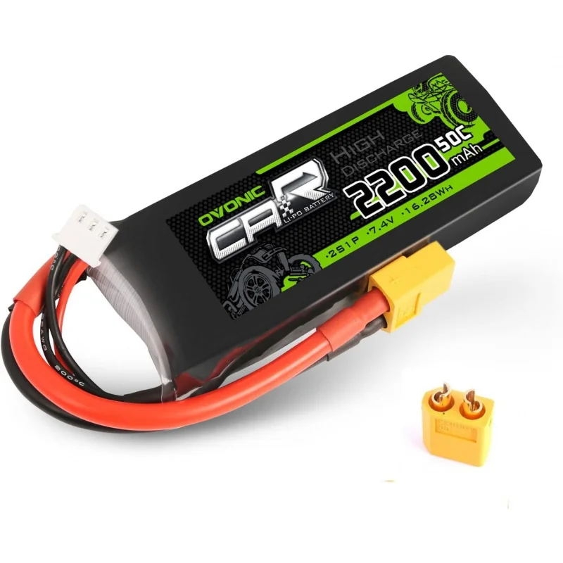 Ovonic 2s lipo battery 50C 2200mAh 7.4V LiPo battery with xt60 TRX connector for RC car truck airplane helicopter quadcopter FPV