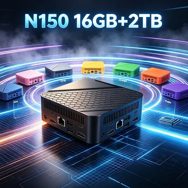 新型マルチカラーintel-n150ミニpc-16gb-2tb高速コンボwifi6-bt52-4k-hd-windows-11-ポータブルゲーミング-オフィス・学習用