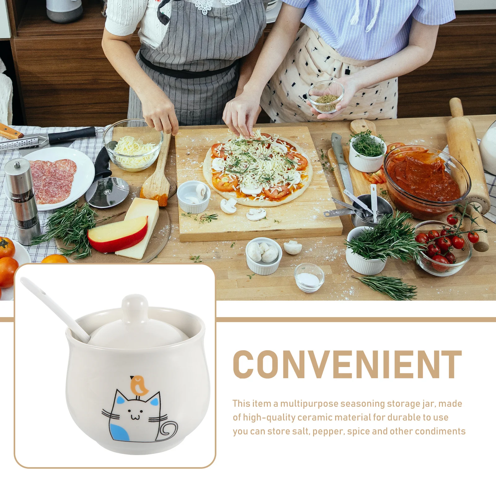 

1Set Condiment Storage Jar Ceramic Seasoning Pot with Lid for Sugar Salt Pepper Spice Organizer Kitchenware Compact Serving Jar