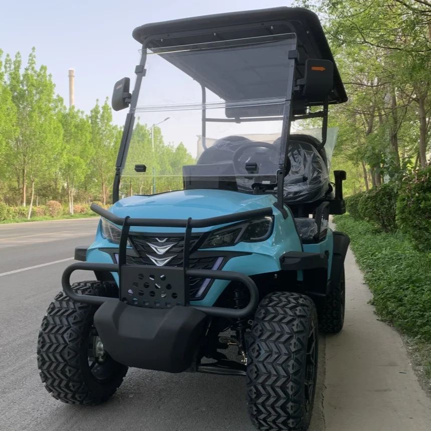 Golf Cart Lithium Battery 6 Seat Electric Golf Cart With Folding Windshield USB Charger Port Emergency Flasher Switch Golf Cart