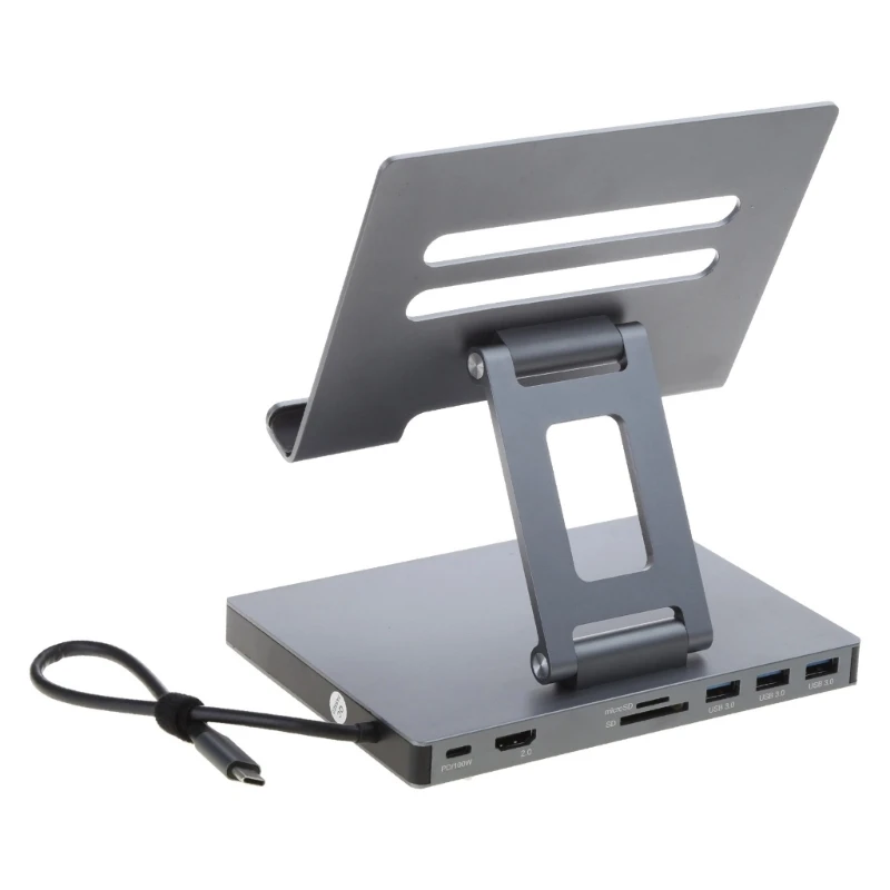 Aluminum Type C Hub 8 in 1 / 9 in 1 Connection Ports Fast Data Transfer Multi Functional Docking Station Laptop Stands