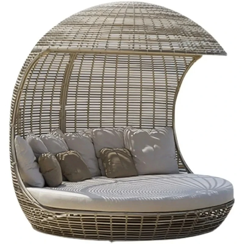 

C Outdoor rattan bed creative bird's nest recliner leisure courtyard bird cage round bed waterproof and sun protection