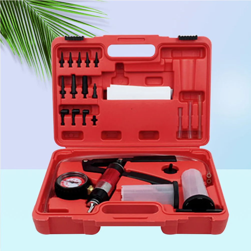 

Hand-Held Vacuum Pump Brake Bleeder Kit Manual Vacuum Pump Testing Fuel Pumps Brake Systems with Pressure Gauge