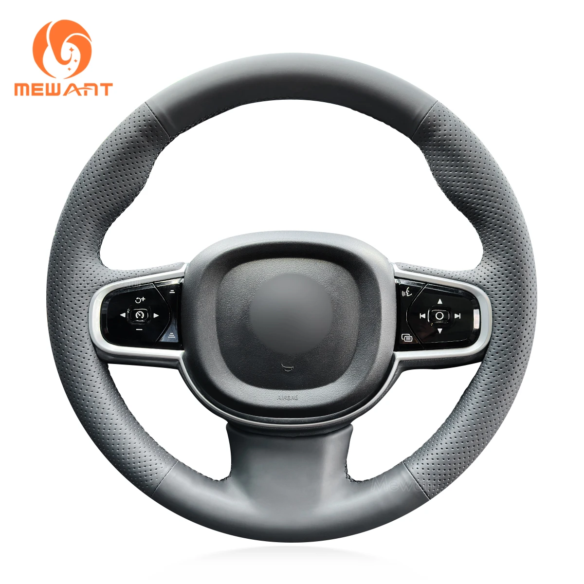 

MEWANT Gray PU Leather Car Steering Wheel Cover for Volvo XC90 2015 2016 2017