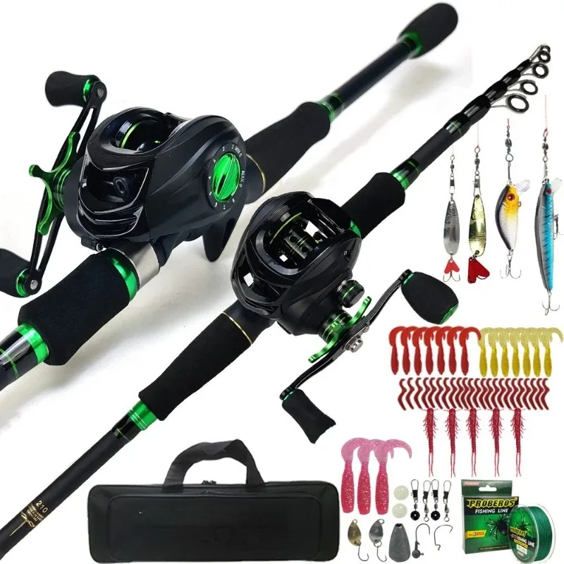 

Men Fishing Rod Combo with Fiber Rod and Spinning Reels Fishing Baitcasting Reel and Artifical Baits Fishing Accessories Sets