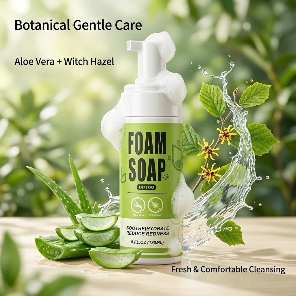 150ml Tattoo Soap Foam Vegan Aftercare Cleanser for New Tattoo Piercing PMU Gentle Soothing Cleaning Body Art Supplies view 6