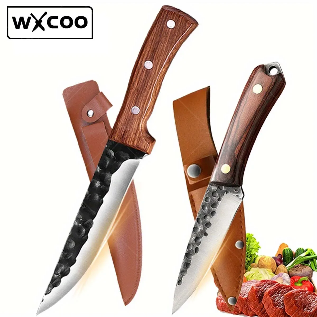 

2PCS Kitchen Vegetable Knife Sharpener Meat Cleaver Butcher Knife Multipurpose Knife Boning Knife Handmade Forged Knife