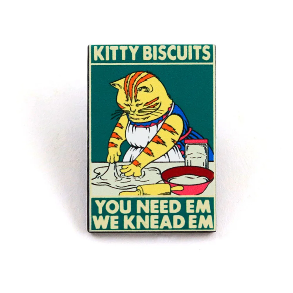 Cute Cat Biscuits Enamel Brooch Funny Cat Chef Lapel Pin You Need Em We Knead Em Animal Badge Baking Enthusiast Gift Accessories
