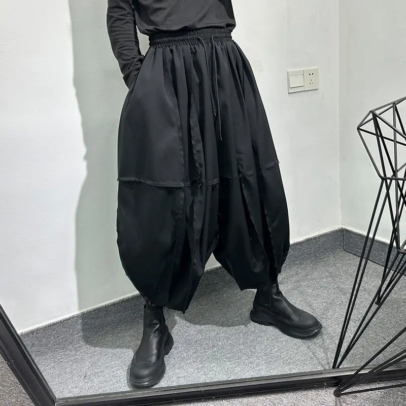 Avant-Garde Spring and Summer Fashion Dark Frayed Bloomers Baggy Pants Personality Retro Street Style Model Style Pants
