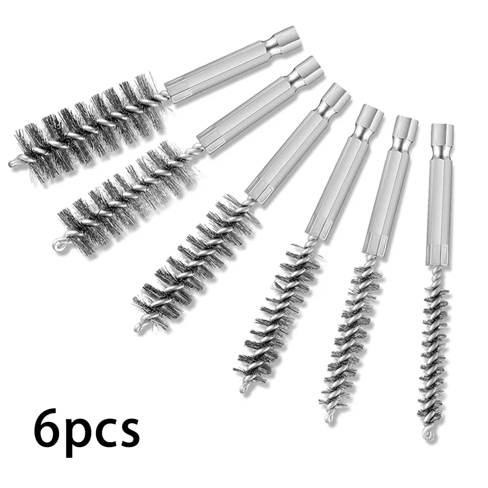 

6Pieces Drilling Brushes Stainless Steel Cleaning Brushes For Power Drill Die Grinder For Bore Out Rust Or Dirt Hand Tool