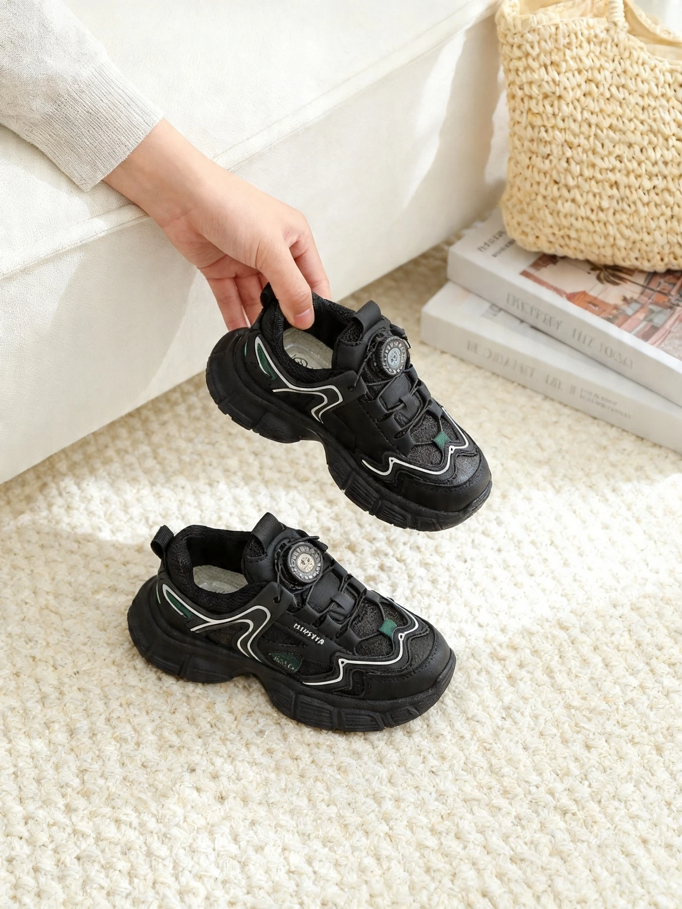 Toddler Girl Chunky Sneakers Soft Non Slip Dial Closure