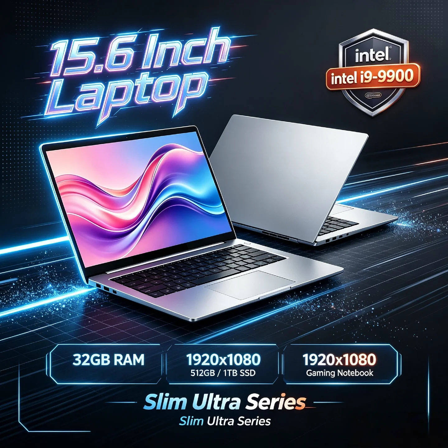 Intel Core i9 9900 8C16T 5GHz 32GB RAM 512GB 1TB SSD 15.6 Inch Slim Ultra Laptop Gaming Notebook 1920x1080 Office
