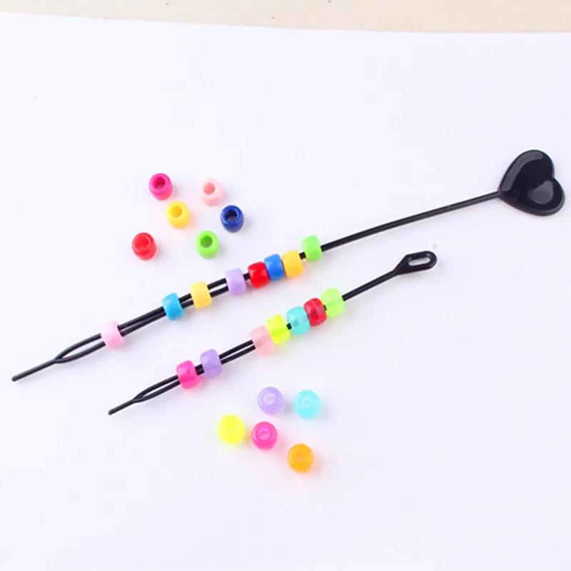 2Pcs Pull Needle Portable Hair Braid Manual Hair Bun Tool Special Tool for Kids Use with Beads Baby Girl Accessories Headband