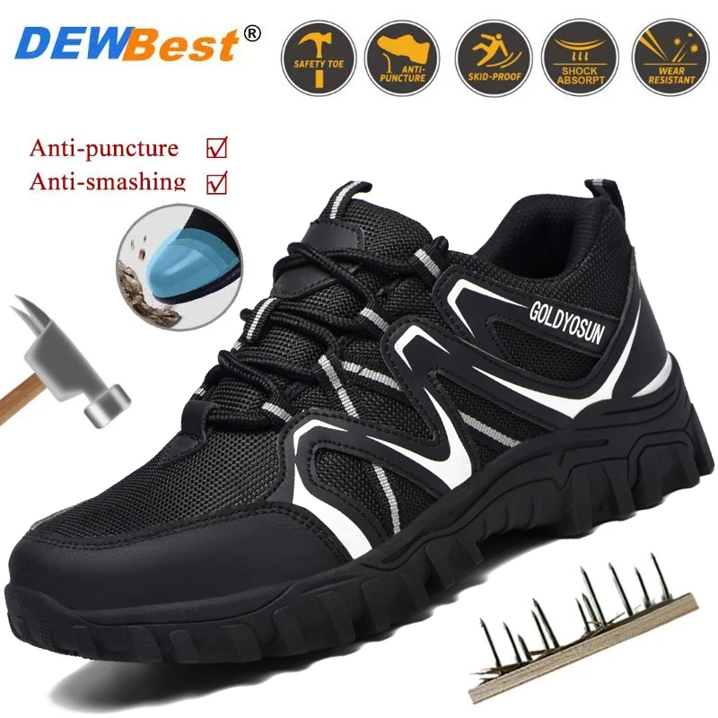 

Mens Breathable Work Protective Shoes Safety Shoes Anti Puncture Steel Toe Rubber Sole Protective Wearable Safety Shoes