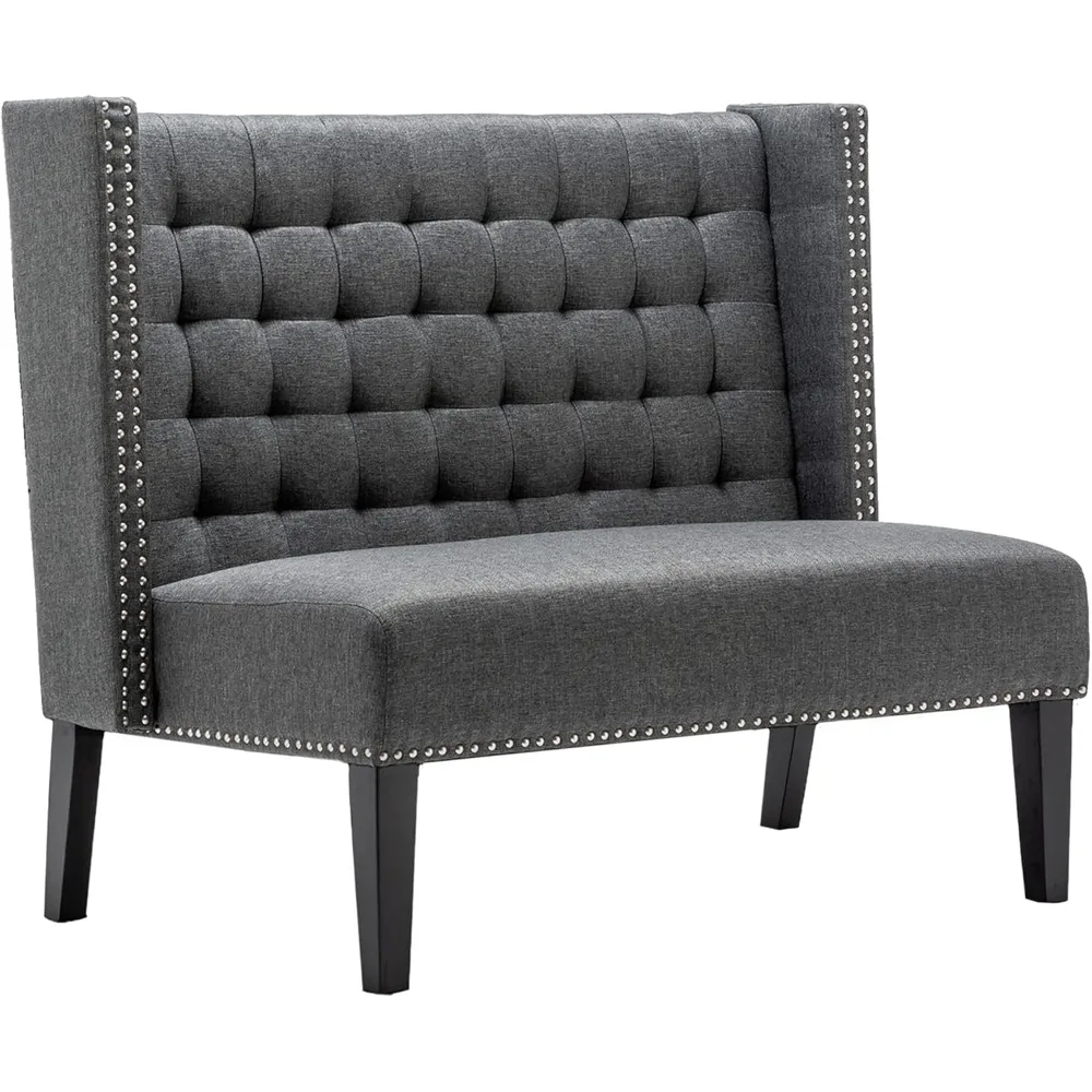 

Modern Loveseat Settee Bench Sofa Couch, Upholstered Banquette Dining Bench with Back for Dining Living Room Hallway