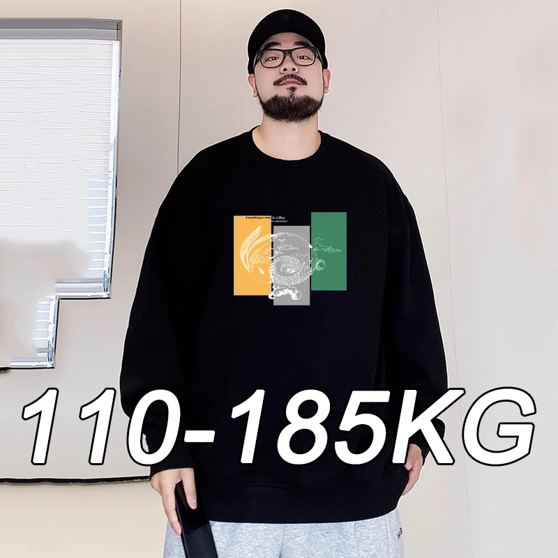 Winter Men Sweatshirts Oversized Plus Size 6XL 7XL Long Sleeve O-Neck Pullovers Streetwear Fashion Sportswear