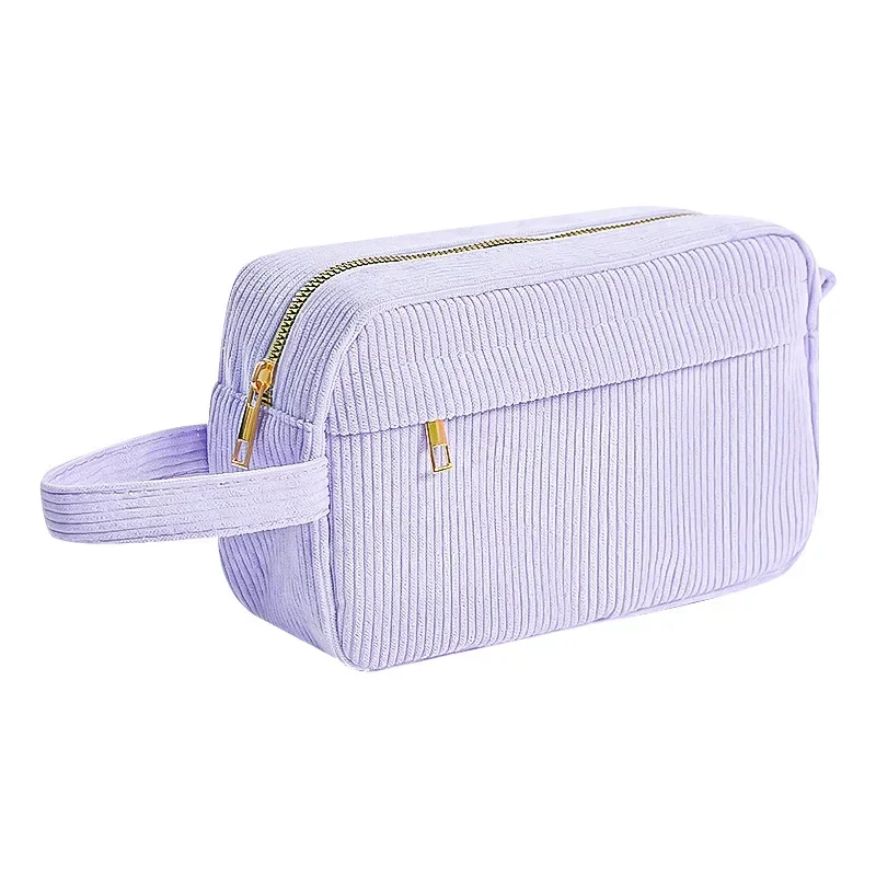 

1 Pc Corduroy Fashion Pencil Case for Kids Solid Color Cosmetic Organizer Large Capacity Makeup Bag case