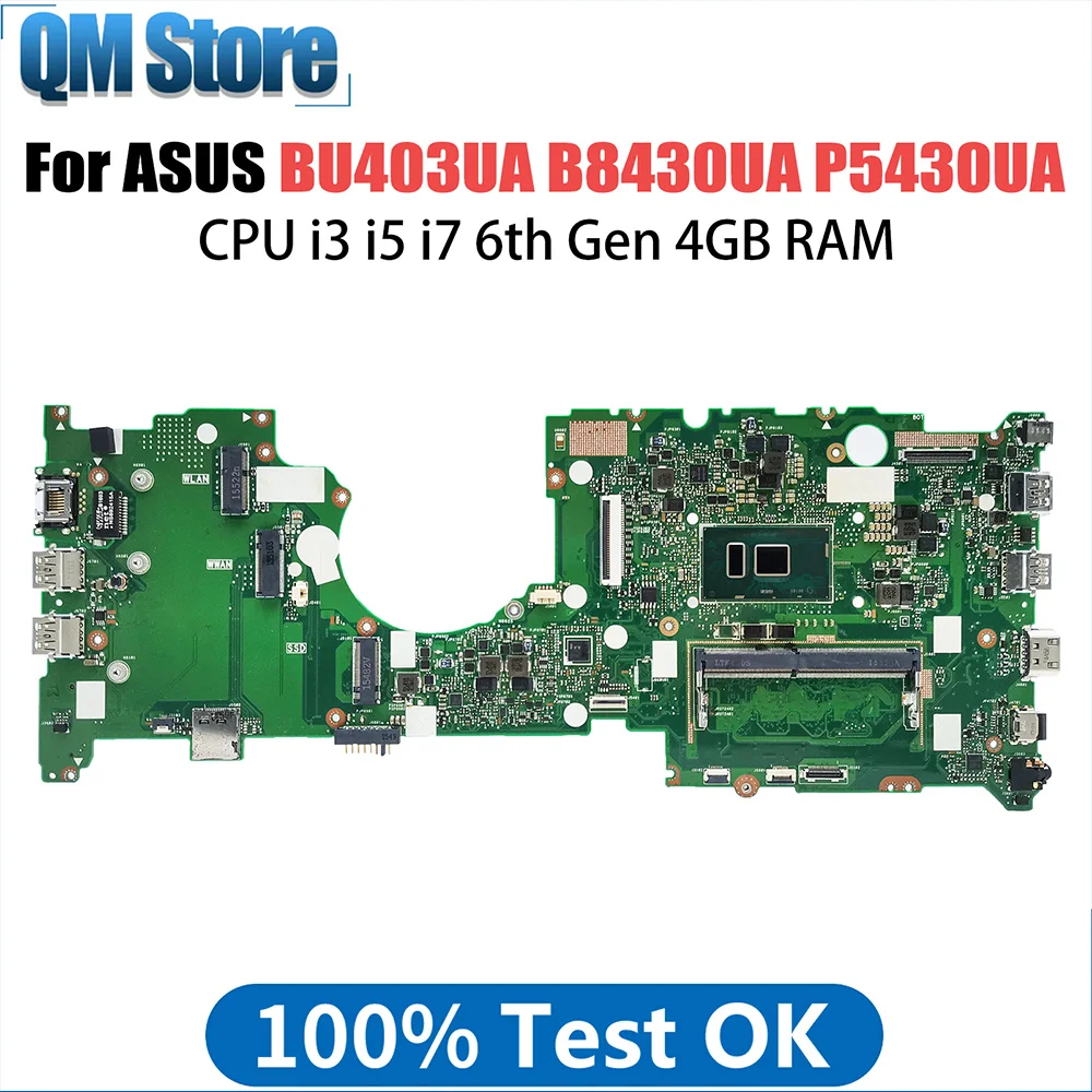 

Ноутбук BU403UA Материнская плата ASUS PRO B8430UA PU40UA P5430UA BU403U PU403UA, материнская плата для ноутбука, ЦП i3 6-го поколения, 4 Гб ОЗУ