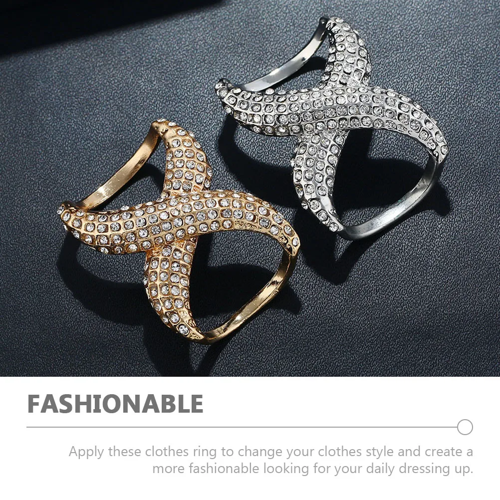 2 قطعة حلقات وشاح حجر الراين مقاطع شال مشبك المشابك ملابس أنيقة السحابات لفساتين تي شيرت القبعات الاستخدام اليومي للحفلات