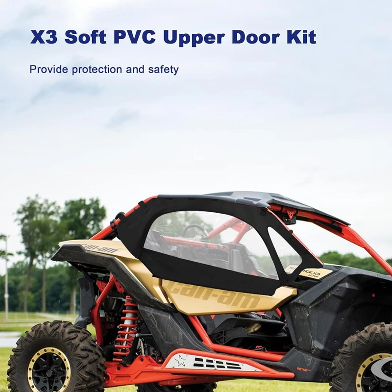 X3 UTV Soft Upper Door Set Kit Doorstop Enclosure for Can Am Maverick X3 2-seat 2017+ work w/ Roof and Windshield