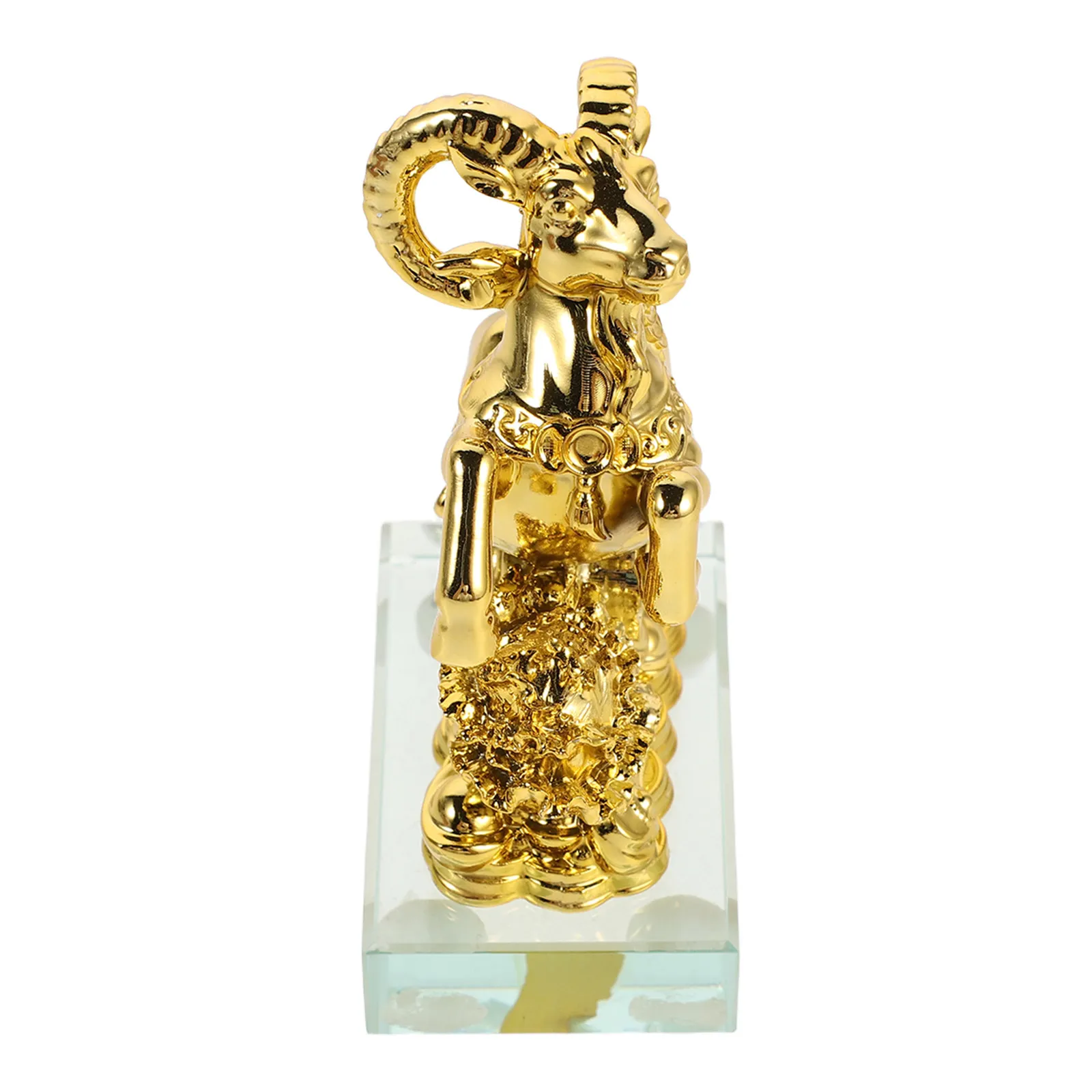 Chinese Zodiac Goat Gold Plated Crystal Feng Shui Luck Statue Prosperity Year of Goat 2027 Office Home Decor Feng Shui Animals