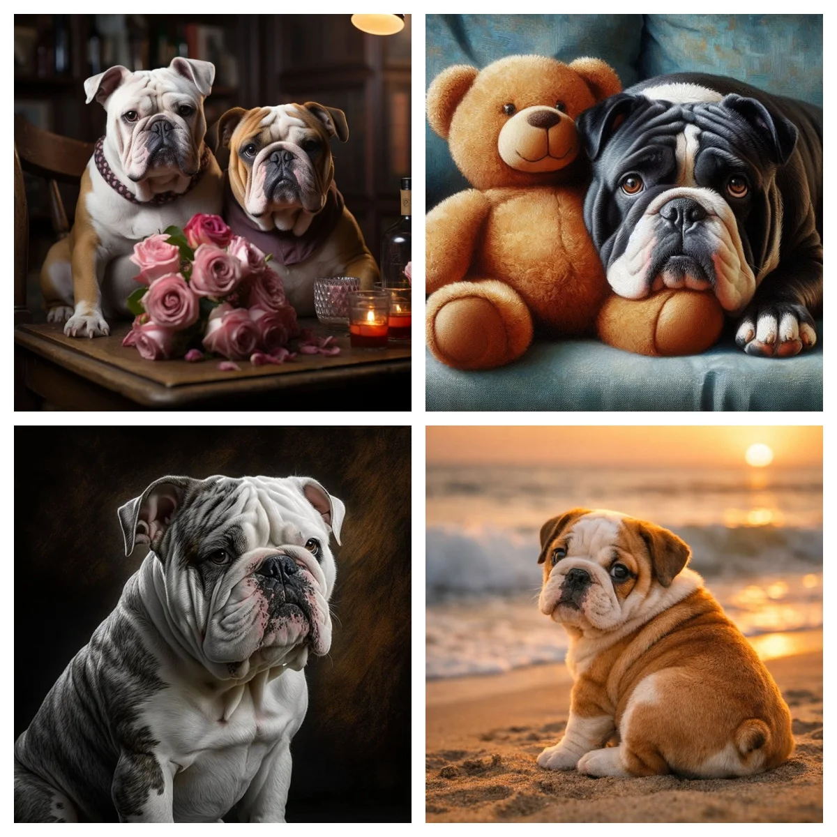Fantasy English Bulldog 5D Diamond Painting Fun Puppy Diy Diamond Embroidery Warm pet portraits Home Room Wall Decor Gift