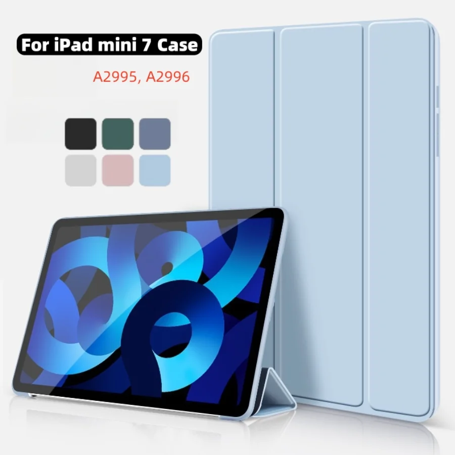 

For iPad Mini 7 Case 2024 8.3" TPU Tri-Fold Flip Magnetic Stand Smart Tablet Cases For Apple iPad mini A17 Pro mini 6 Cover 2021