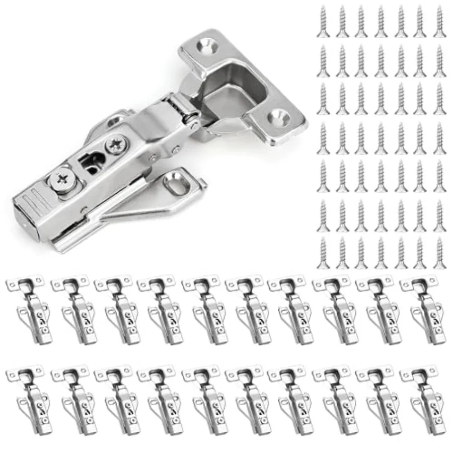 

0 Pack 1/'' Overlay Face Frame Soft Close Hidden Cabinet Hinges, 5 Degree 3D Adjustable Clip On Plate Concealed Kitchen Cupboar