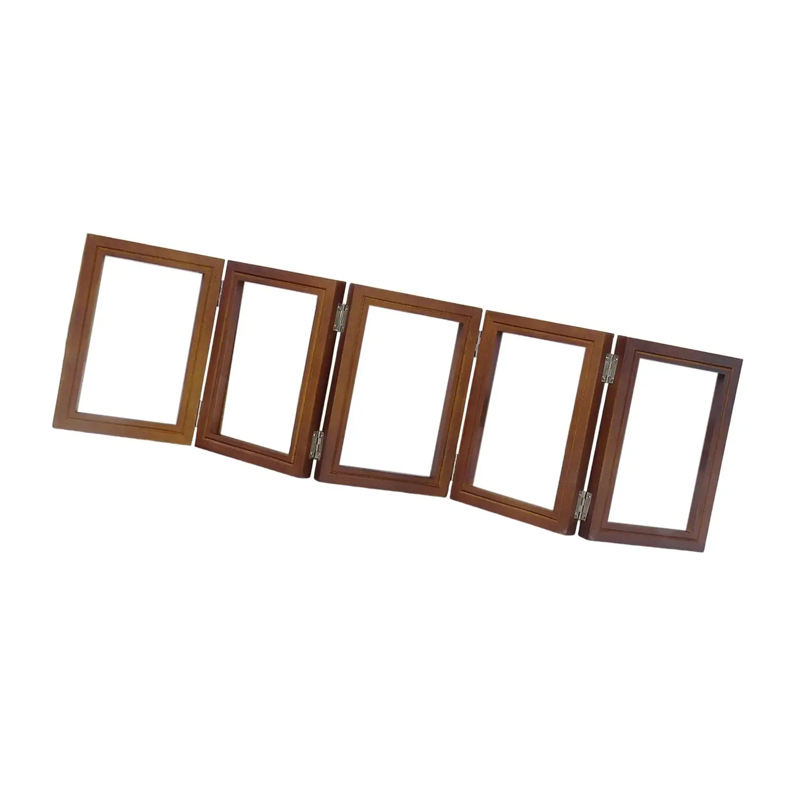 Wood Foldable Picture Frame 5 Opening Hinge Collage Stand Rustic Desktop Display for Living Room Gift