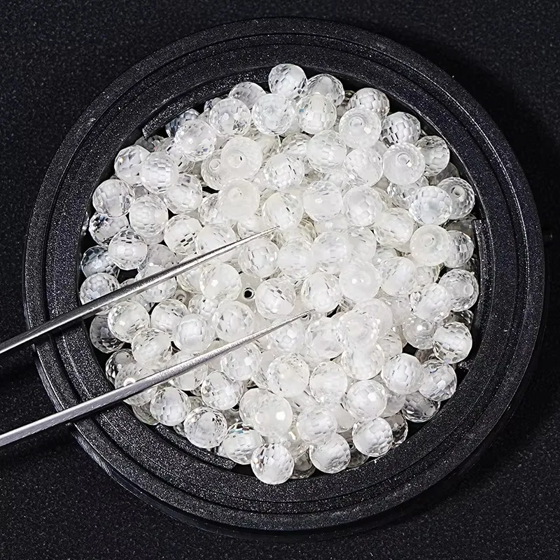 TS  2-8mm Clarity Moissanite Round White DIY Handmade Spherical Beads With Holes Gemstone Jewelry Materials Loose Stones