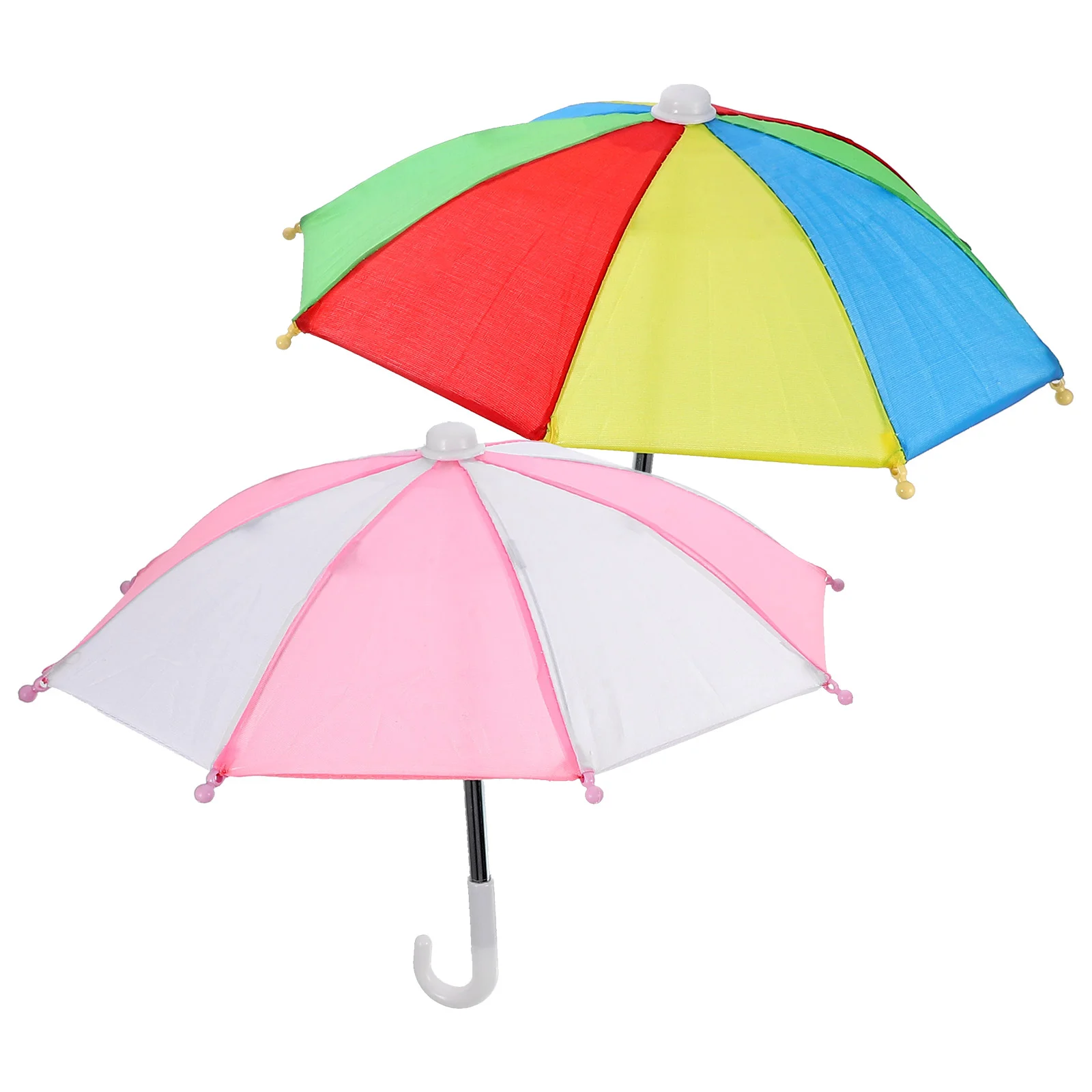 2 Pcs Beach Umbrella Child Car Models House Accessories Cloth Phone for Sun Mini Photo Prop