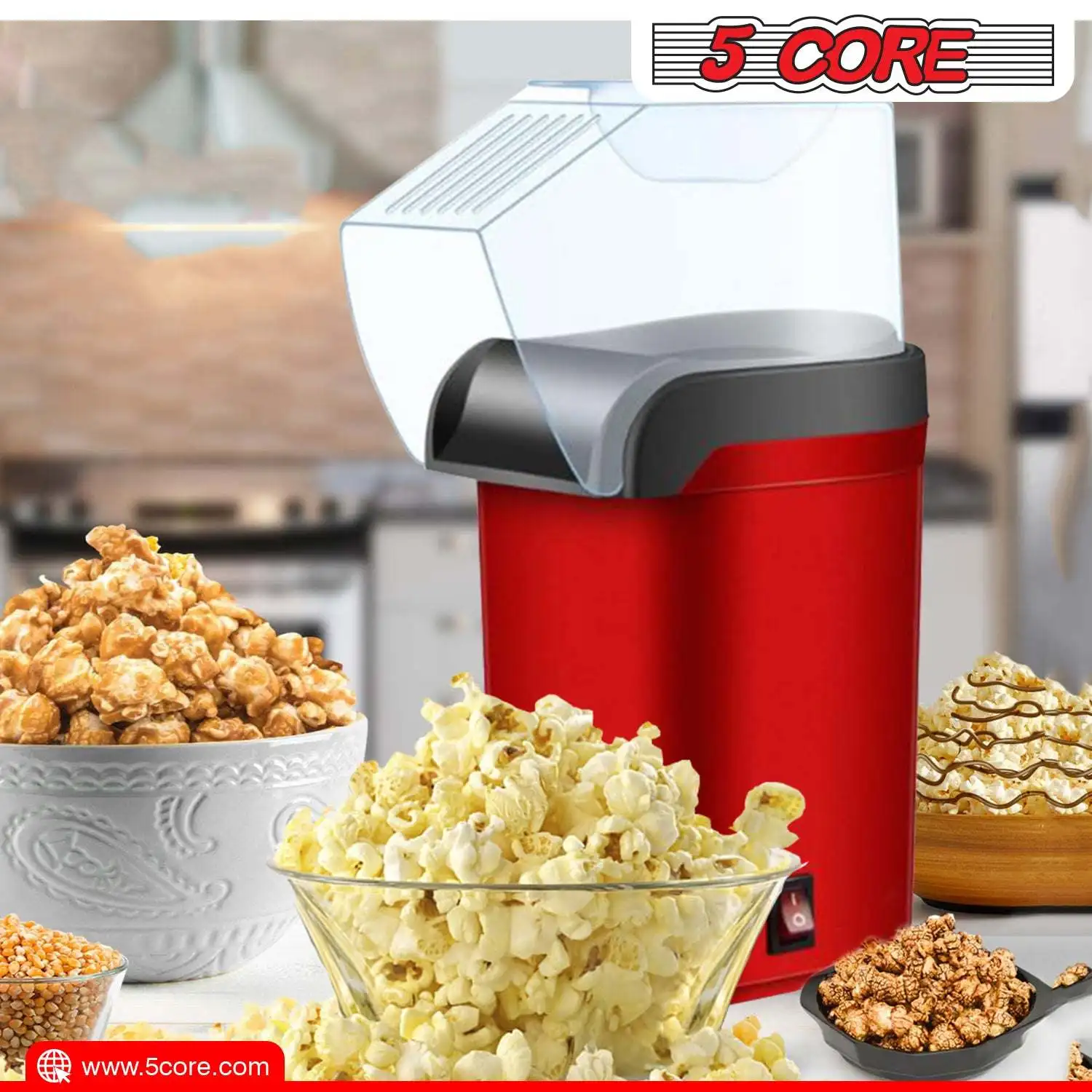 Maquina Para Hacer Palomitas De Maiz 5 Core Popcorn Machine 16 Cup Capacity Hot Air Popper For Home Movie Party