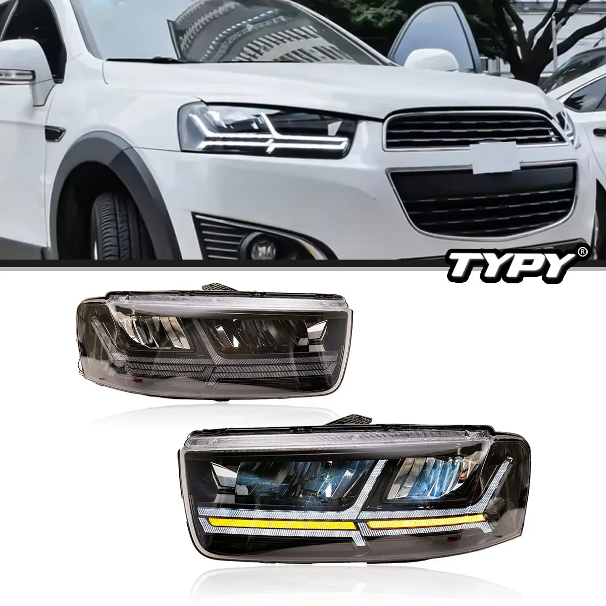 

TYPY Car Lights For Chevrolet Captiva Headlight LED Head Lamps 2012-2018 DRL Turn Signal Car Accessories Plug Play