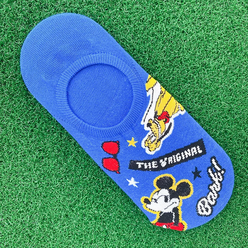 Disney Mickey Donald Duck Socks Spring Invisible Cotton Socks Breathable Fashion Cartoon Characters Silicone Nonslip Women Socks