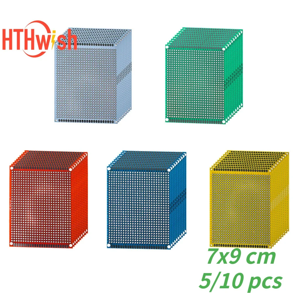 

5pcs/set 7x9CM Universal Double Sided Breadboard PCB Circuit Protoboard Blue Green Stripboard Board PCB Kit 7x9CM for DIY
