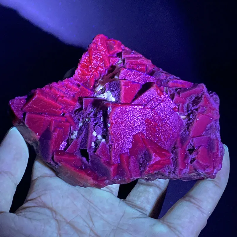 

100% Natural Pakistani Black Rose Fluorite (Fluorescent Effect Red Fluorite) Calcite Rough Mineral Quartz Healing Crystal