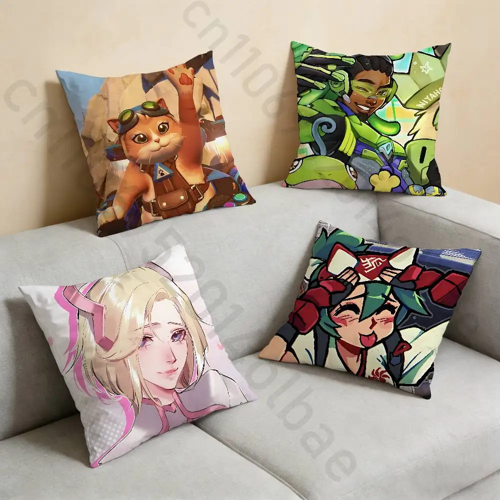 

Game O-Overwatch-S Pillow Case Square Double-Sided Printing Short Plush Sofa Cushion Cover Bedroom Bedside Pillow