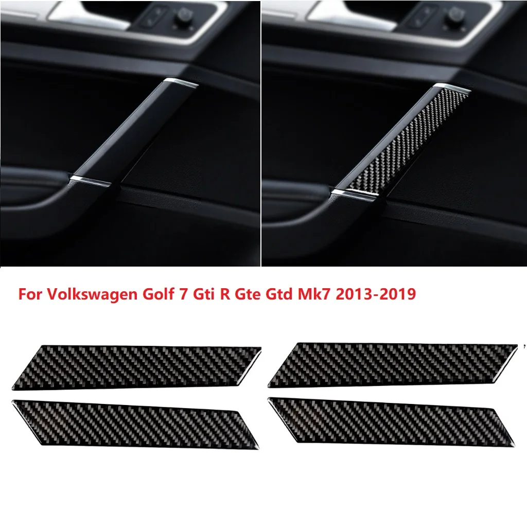 

For Volkswagen Golf 7 Gti R Gte Gtd Mk7 2013-2019 Car Interior Door Handle Cover Carbon Fiber Armrest Decor Strip Stickers 4pcs