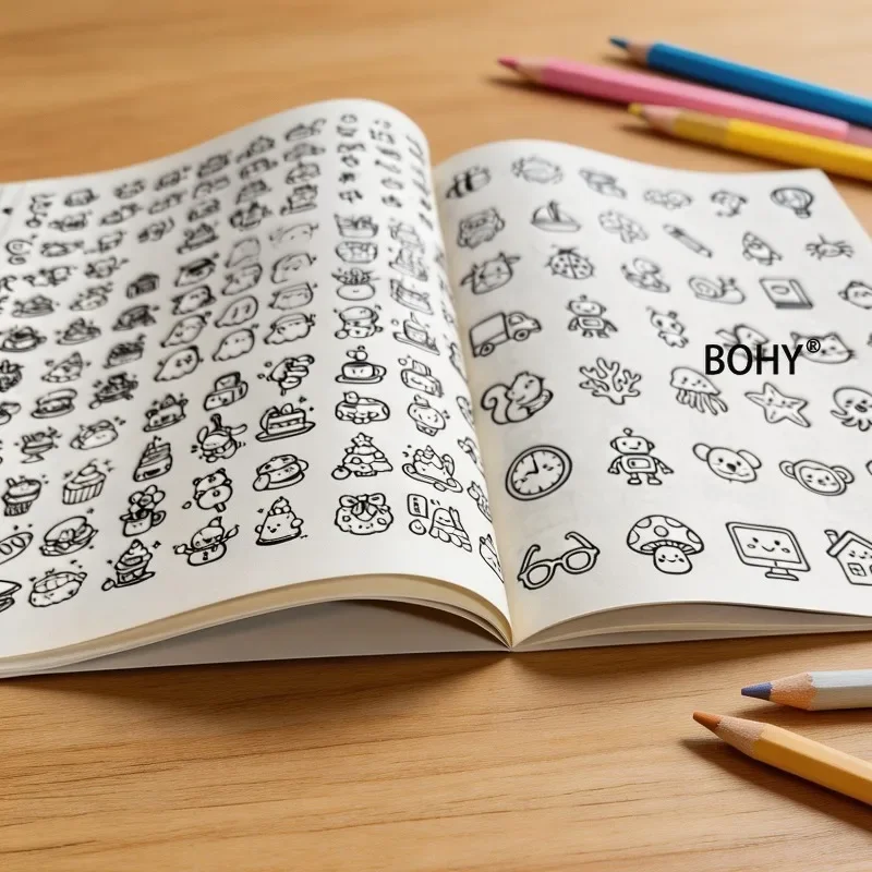 1 Adult Sketchbook with Simple Sketches, Include Food/desserts/animals/marine Life and Other Simple Sketch Patterns, 40 Pages
