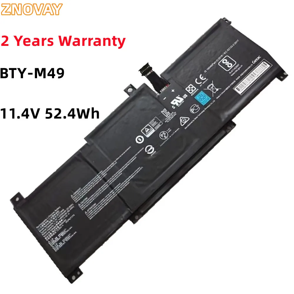 ZNOVAY New BTY-M49 Laptop Battery For MSI Prestige 14 A10SC Prestige 14 Hands-On A10M 11.4V 52.4Wh/4600mAh