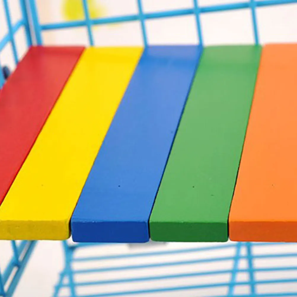 

Rainbow Color Wooden Hamster Squirrel Platform Small Animal Climbing Natural Wood Cage Accessory Durable Exercise Perch Bird