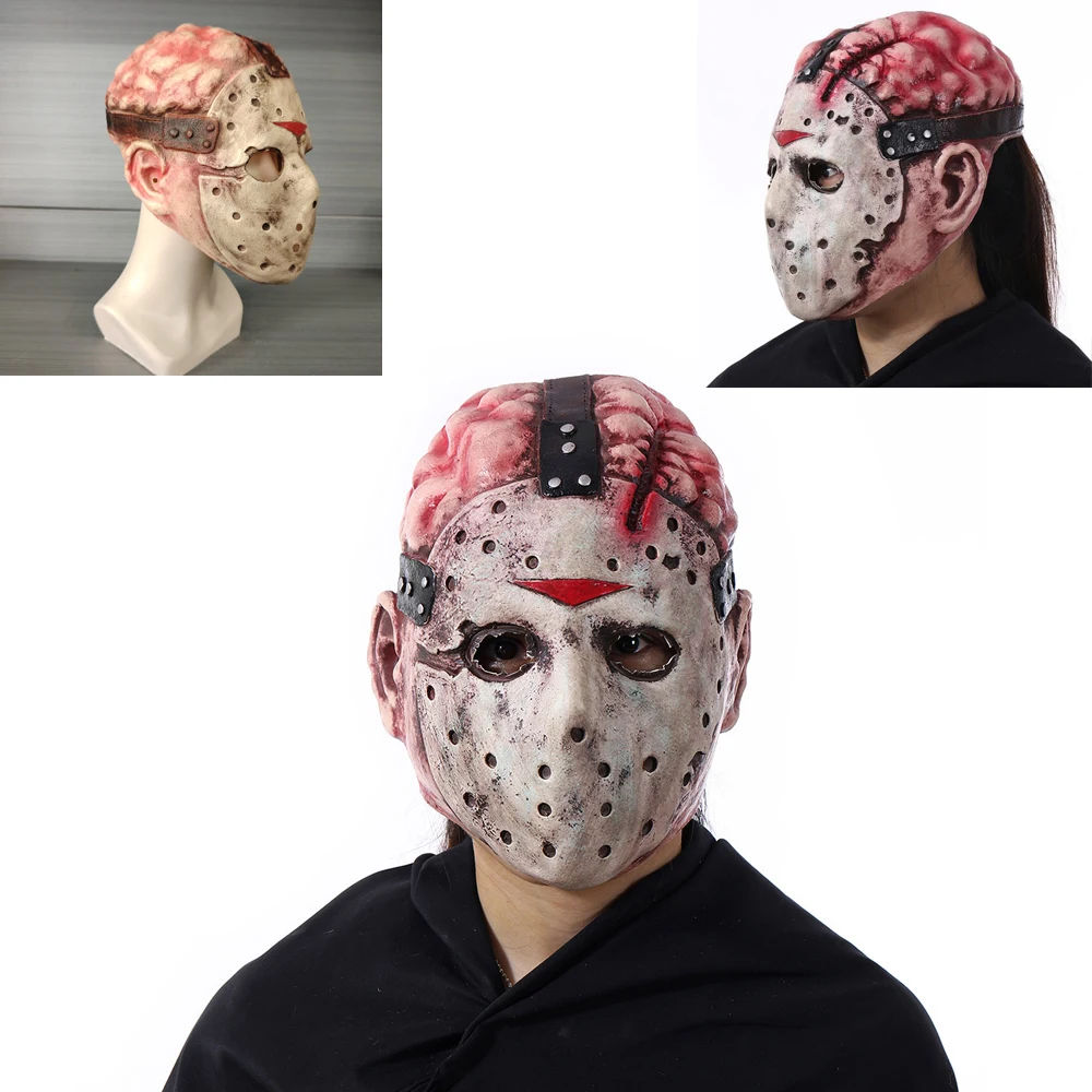 

Cosplay Jason Voorhees Friday The 13Th Brain Structure Head Cover Scary Horror Funny Halloween Mask Full Face Party Costume Prop