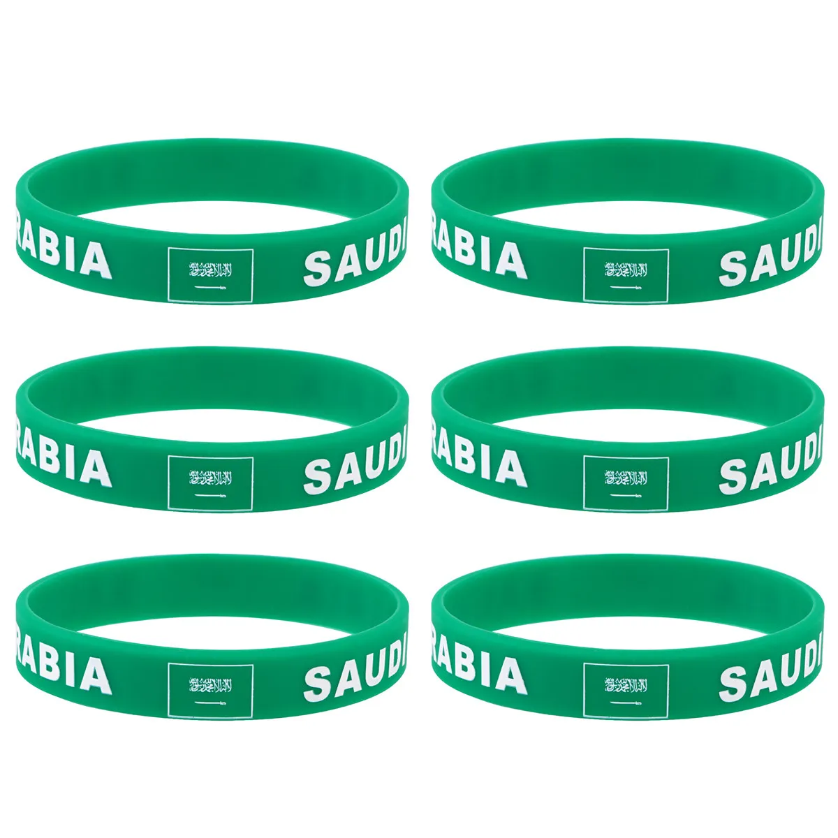 

6Pcs Silicone Country Wristband Soft Comfortable Sports Bracelet One Size Fits Most Football Match Cheer Flag Wristband