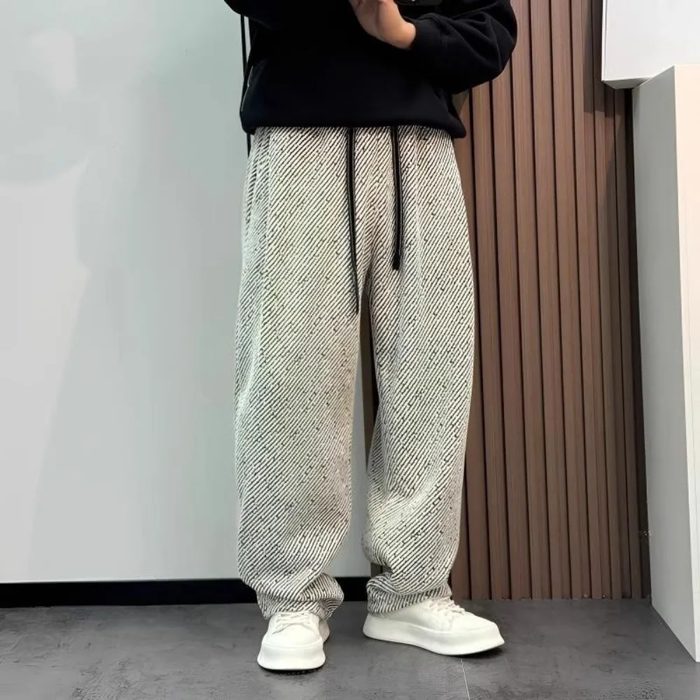 Straight Men's Sweatpants,Invisible Open Crotch Outdoor Sex Diagonal Stripes Mopping Casual Pants,Fashion Wide Legs Trousers