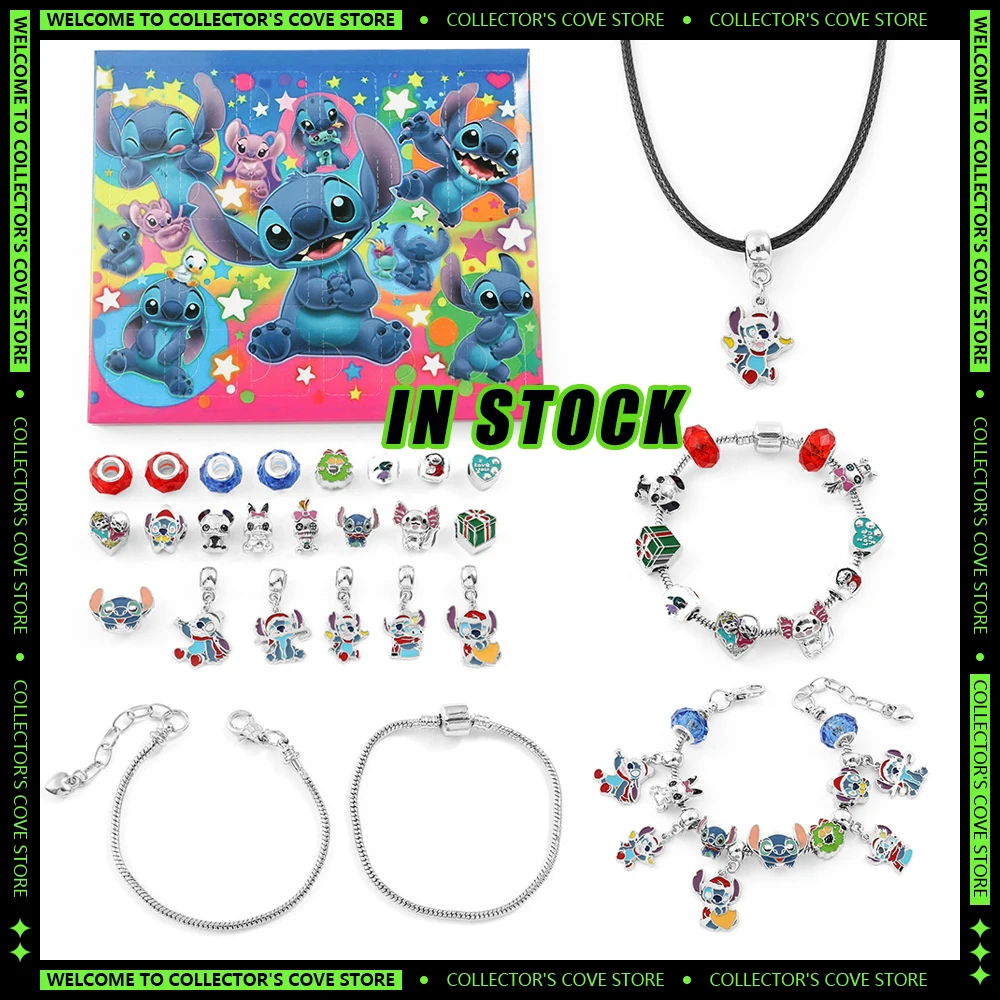 New Disney Stitch Christmas Advent Calendar Hello Kitty Advent Calendar Countdown DIY Jewelry Bracelet Necklace Making Xmas Gift