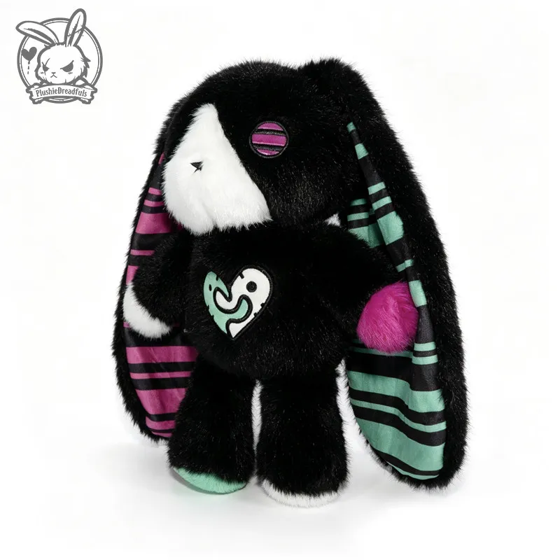 Plushie Dreadfuls Bipolar Bunny Plushie Soft Stuffed Long Ear Striped Therapeutic Comfort Toy Birthday Gift For Adult Home Decor